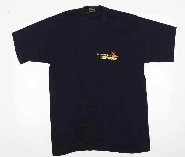 Besco Mens Blue Cotton T-Shirt Size L Round Neck