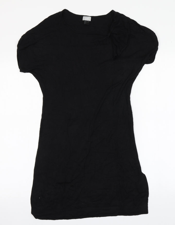 H&M Womens Black Viscose A-Line Size S Round Neck