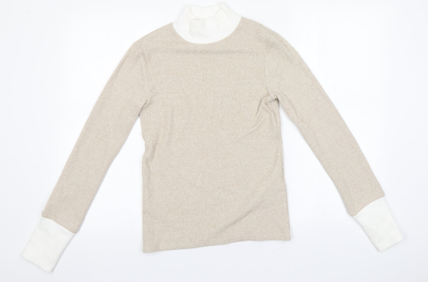 Stradivarius Womens Beige Round Neck  Viscose Pullover Jumper Size S