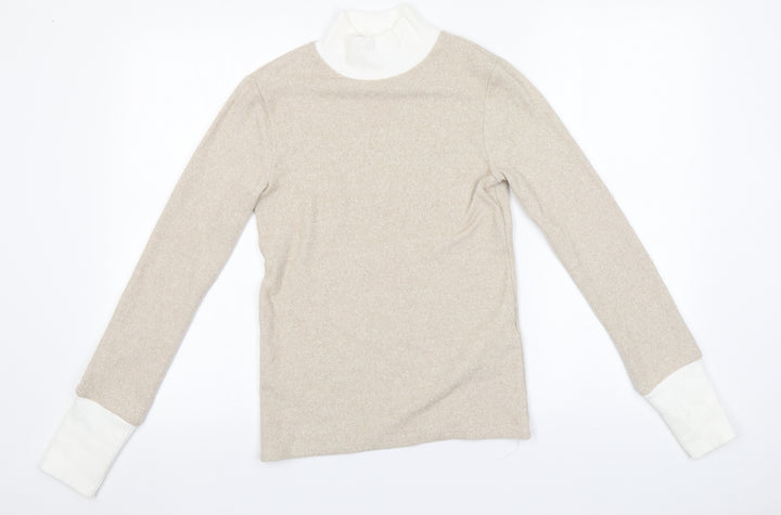 Stradivarius Womens Beige Round Neck  Viscose Pullover Jumper Size S