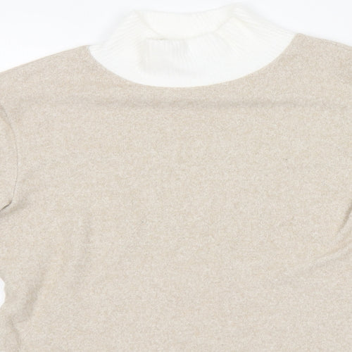 Stradivarius Womens Beige Round Neck  Viscose Pullover Jumper Size S