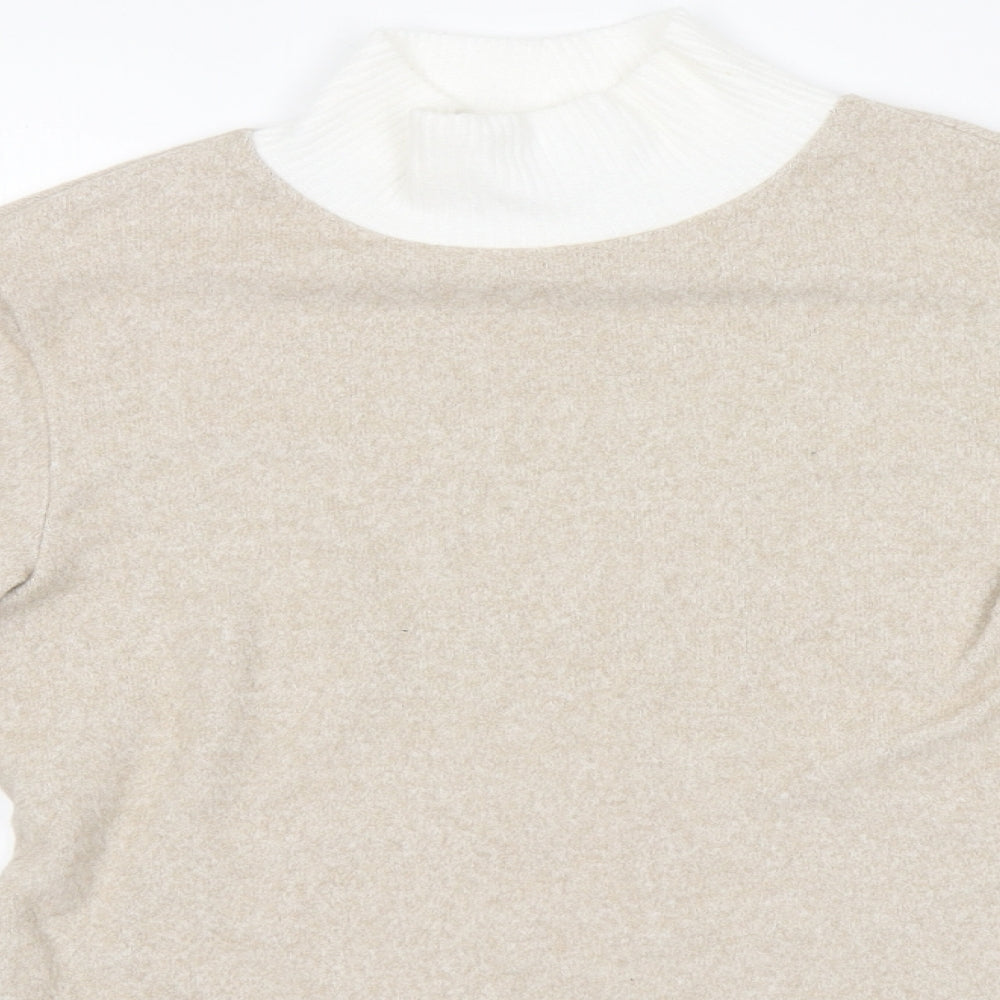 Stradivarius Womens Beige Round Neck  Viscose Pullover Jumper Size S