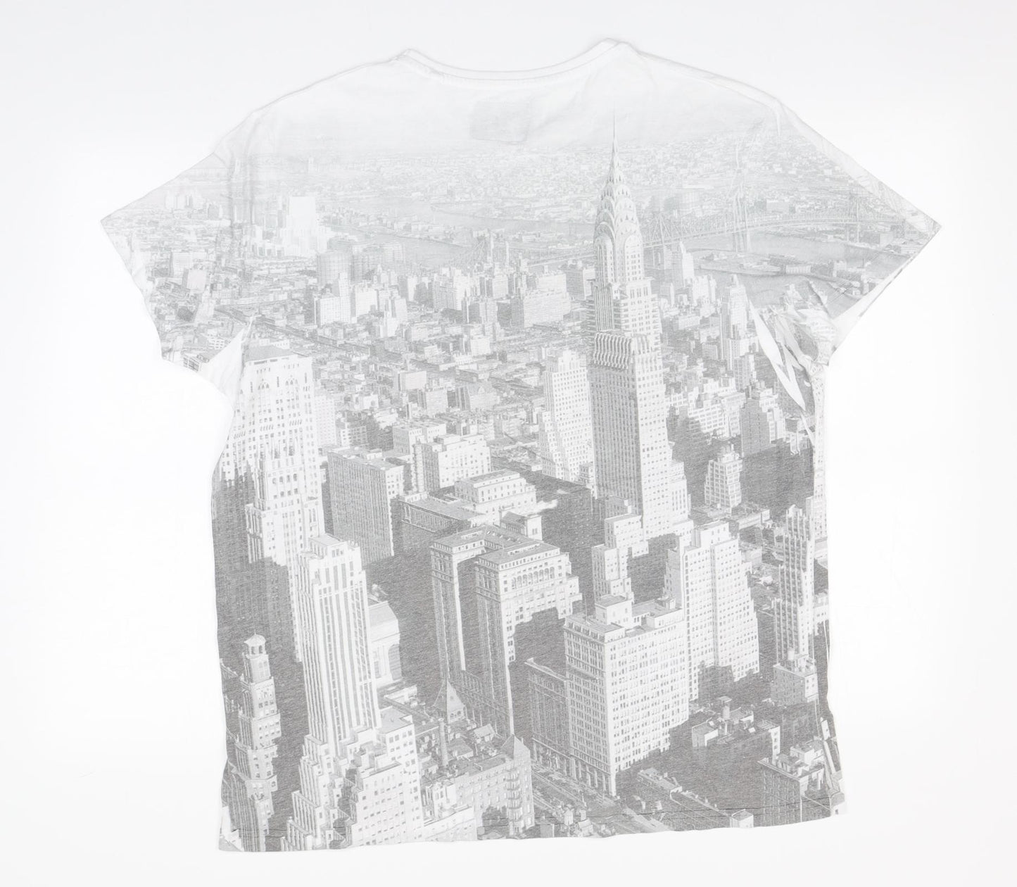 Cedar Wood State Mens Grey  Cotton  T-Shirt Size XL Round Neck  - New York City