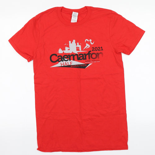 Gildan Mens Red  Cotton Basic T-Shirt Size S Round Neck  - Marathon, Caernarfon