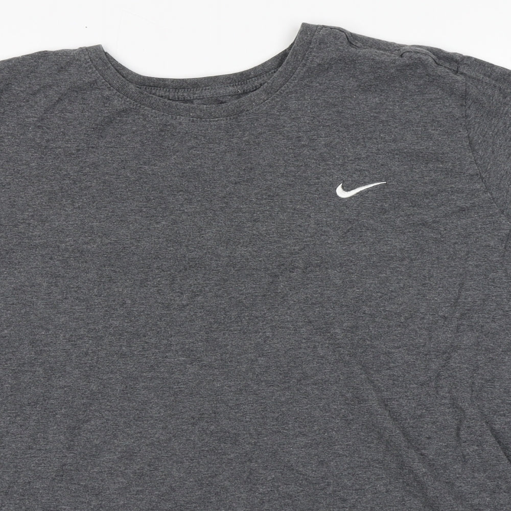 Nike Mens Grey  Cotton  T-Shirt Size L Round Neck