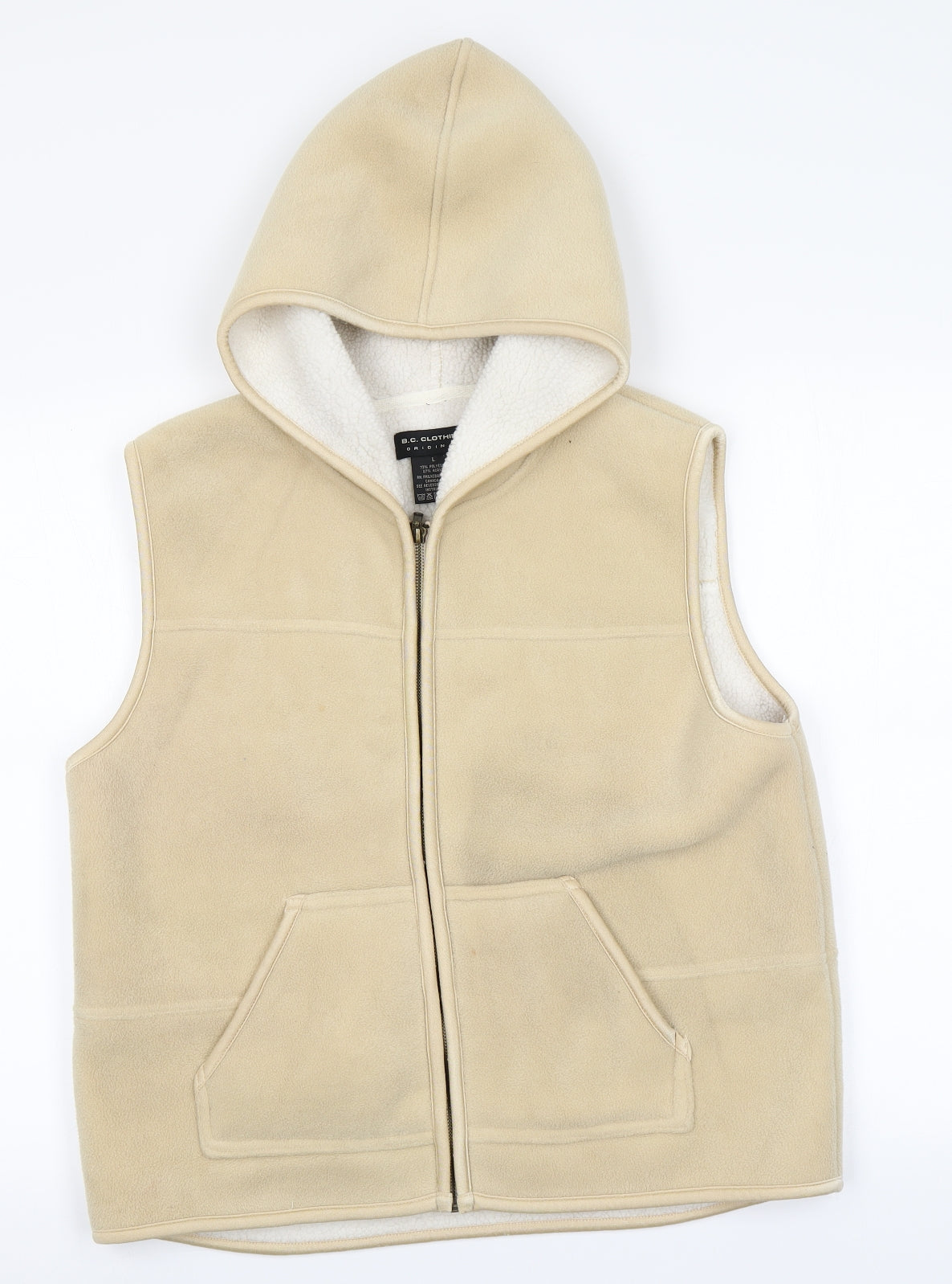 Preworn Mens Beige  Polyester Full Zip Hoodie Size L