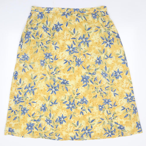 ELVI Womens Orange Floral  A-Line Skirt