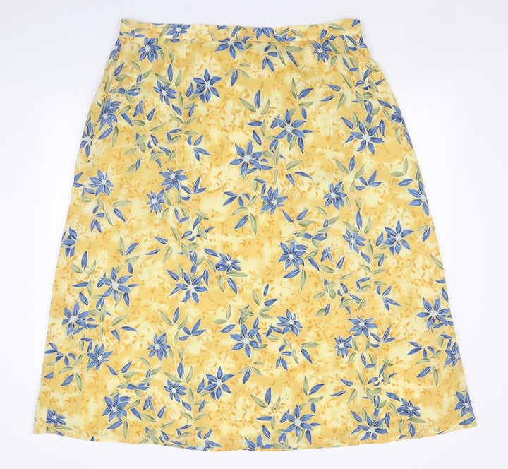 ELVI Womens Orange Floral  A-Line Skirt