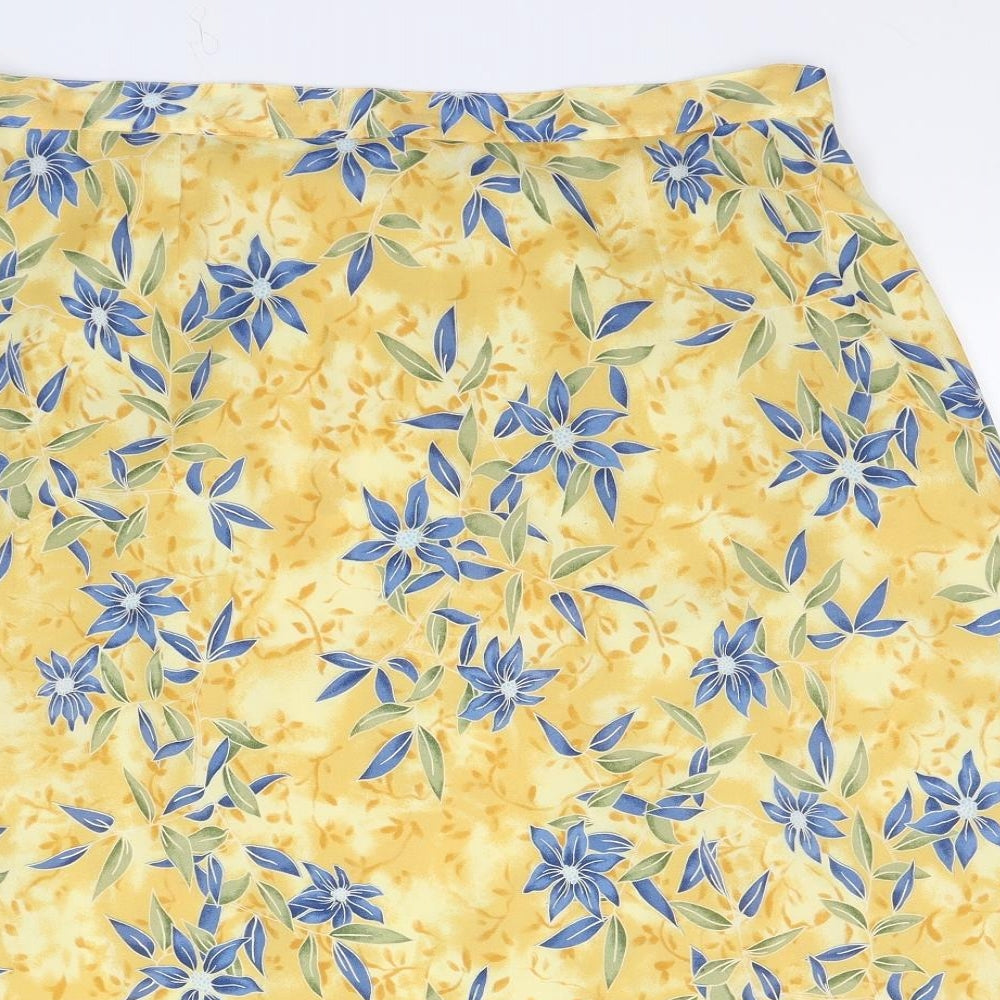 ELVI Womens Orange Floral  A-Line Skirt