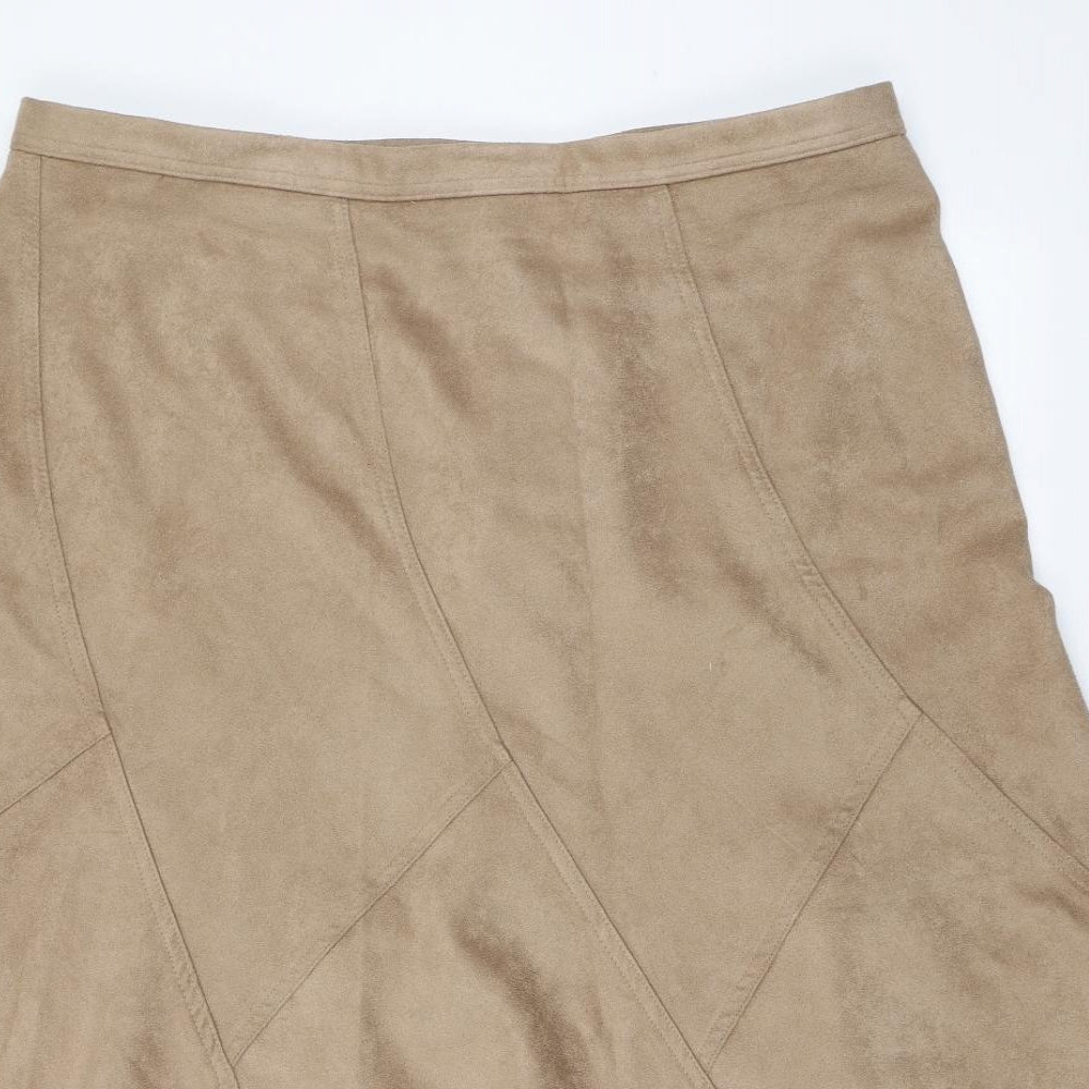 Marks and Spencer Womens Beige  Polyester A-Line Skirt Size 20