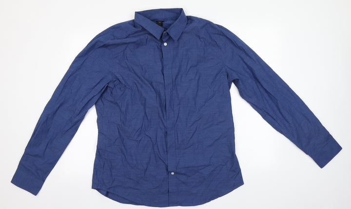 H&M Mens Blue  Polyester  Button-Up Size XL Collared