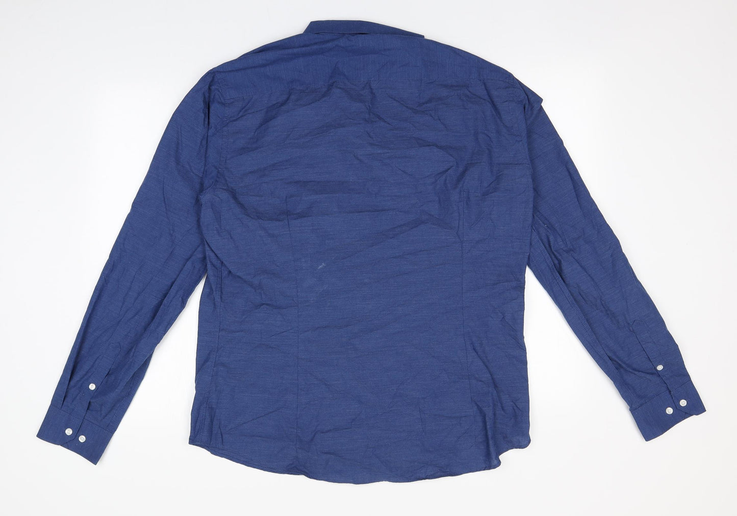 H&M Mens Blue  Polyester  Button-Up Size XL Collared
