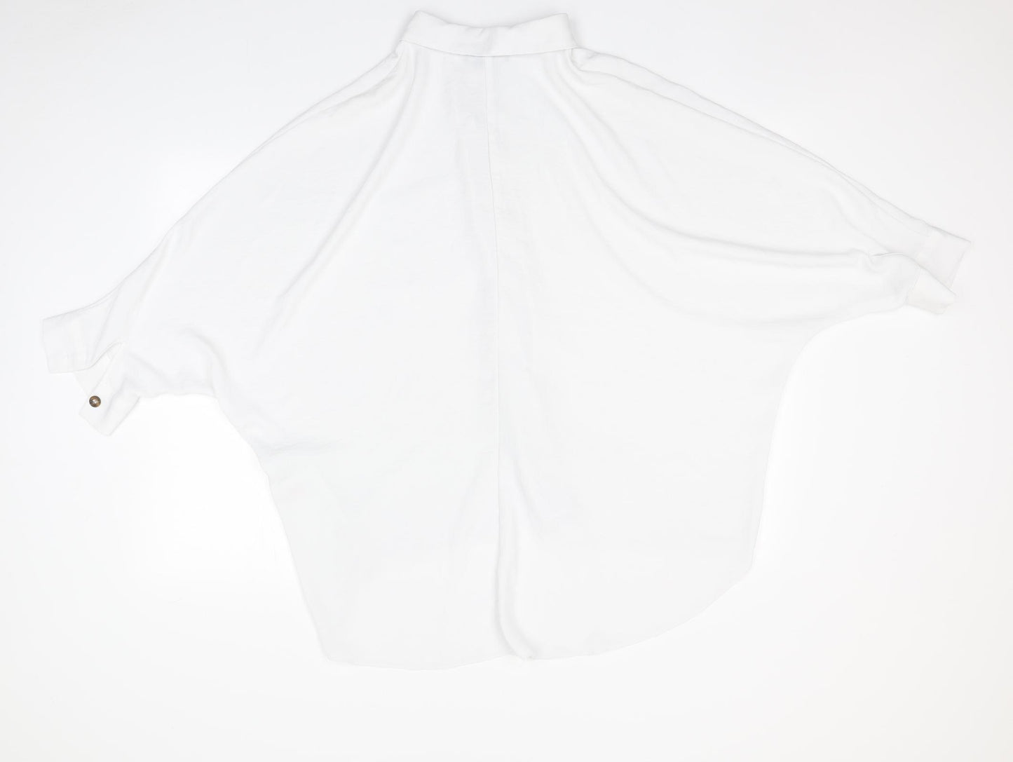 Primark Womens White  Polyester Basic Button-Up Size 14 Collared