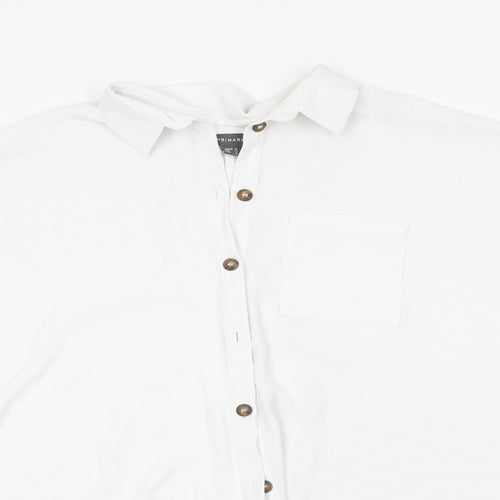 Primark Womens White  Polyester Basic Button-Up Size 14 Collared