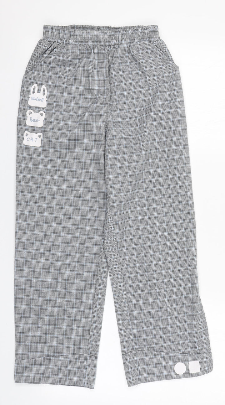Preworn Girls Grey Plaid  Sweatpants Trousers  L22 in