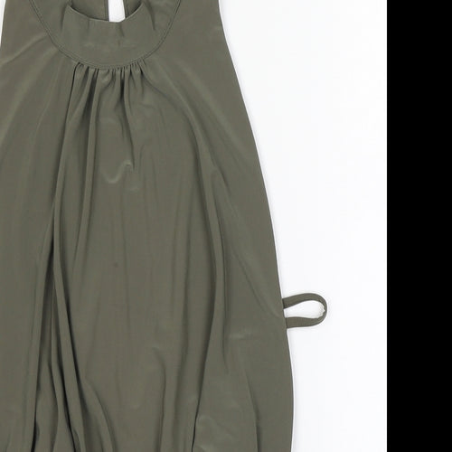 Love Womens Beige  Polyester Basic Tank Size S High Neck
