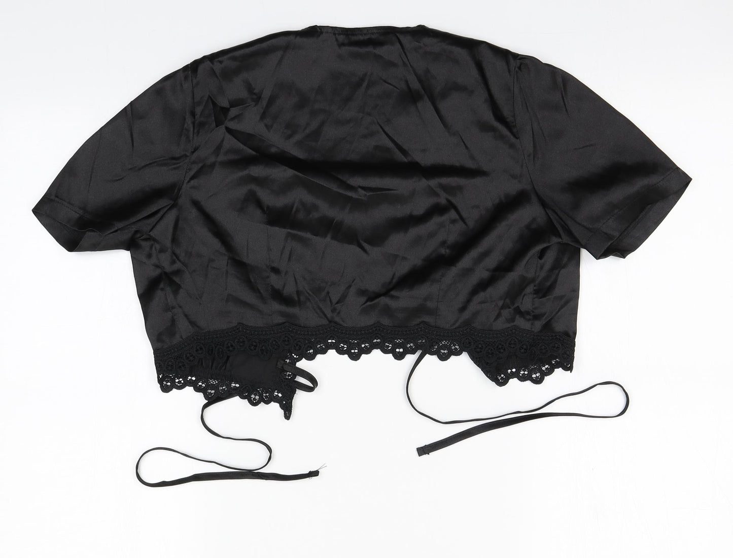 Preworn Womens Black Round Neck  Polyester Cardigan Jumper Size S