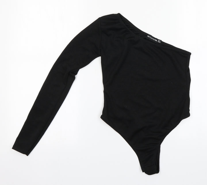 PRETTYLITTLETHING Womens Black  Polyester Leotard One-Piece Size 8