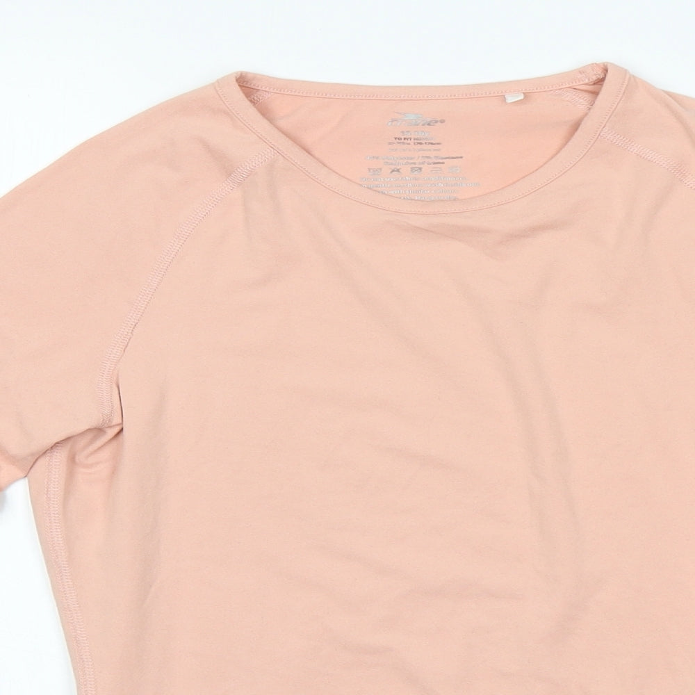 Crane Girls Pink  Polyester Basic T-Shirt Size 15-16 Years Round Neck