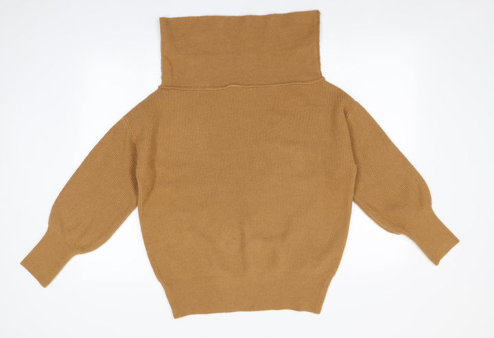 FOREVER 21 Womens Brown Roll Neck Acrylic Pullover Jumper Size S