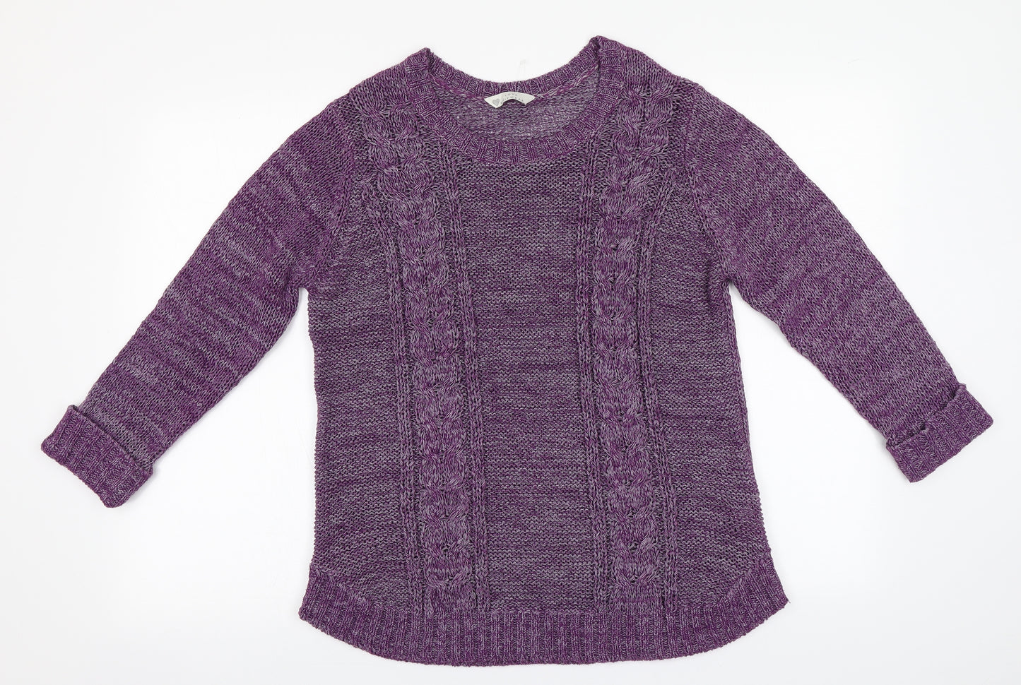 BHS Womens Purple Round Neck  Acrylic Pullover Jumper Size 14