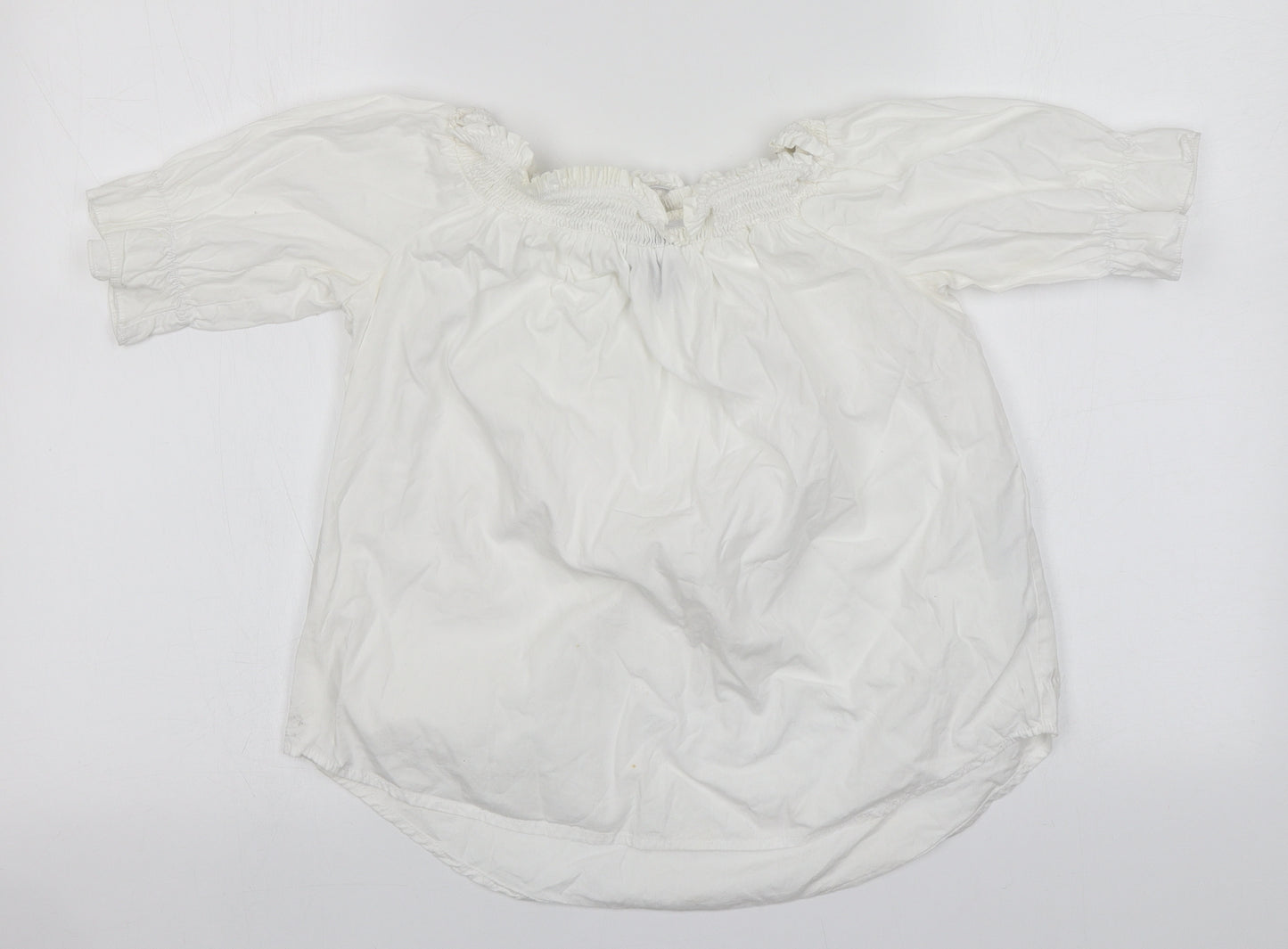 New Look Womens White  Cotton Basic T-Shirt Size 8 Round Neck