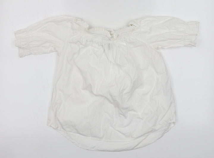 New Look Womens White  Cotton Basic T-Shirt Size 8 Round Neck