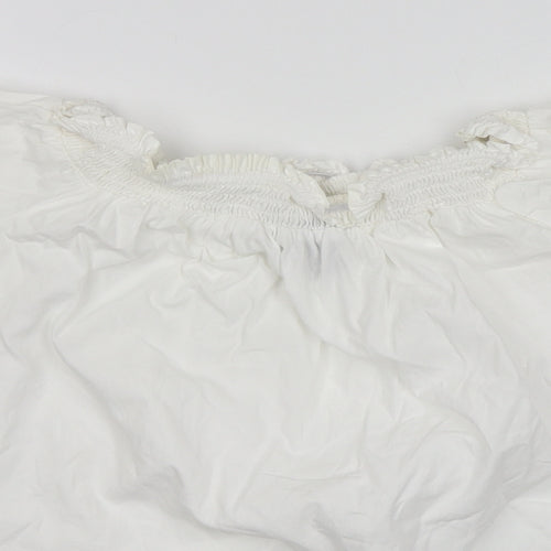 New Look Womens White  Cotton Basic T-Shirt Size 8 Round Neck