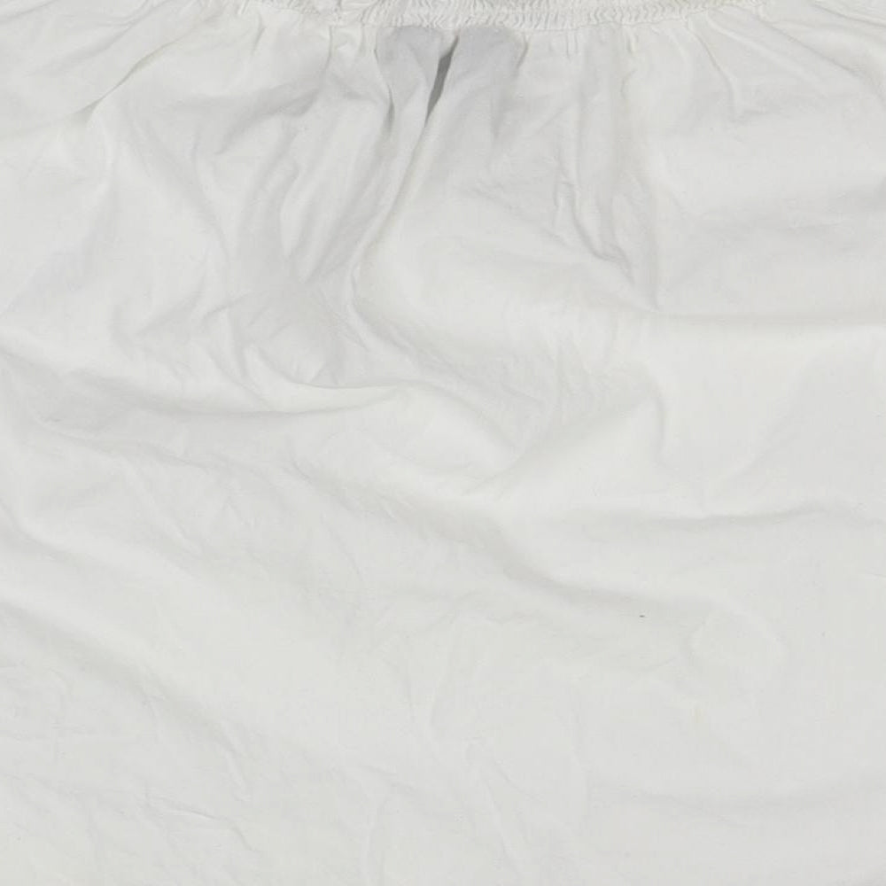 New Look Womens White  Cotton Basic T-Shirt Size 8 Round Neck