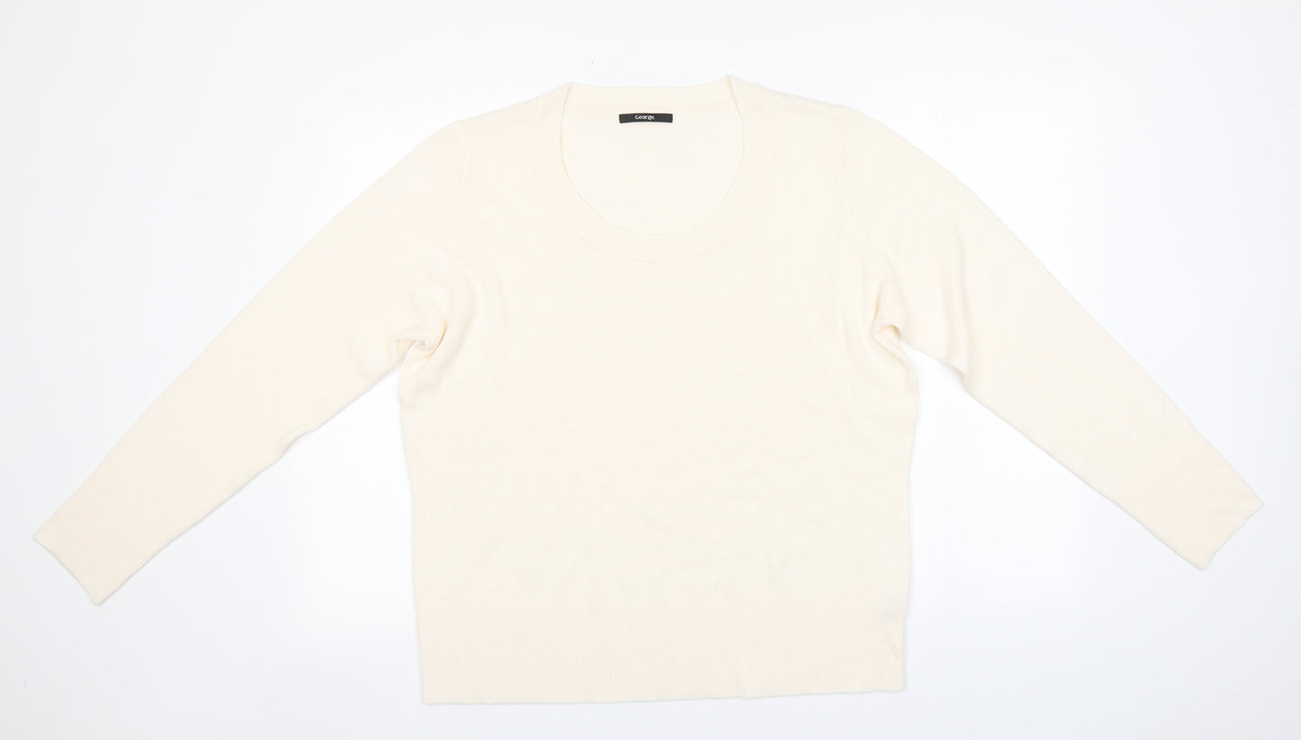 George Womens Ivory Round Neck  Acrylic Pullover Jumper Size 22
