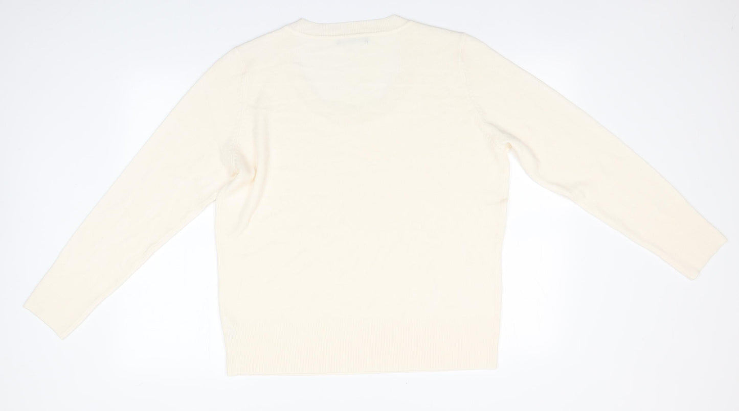 George Womens Ivory Round Neck  Acrylic Pullover Jumper Size 22