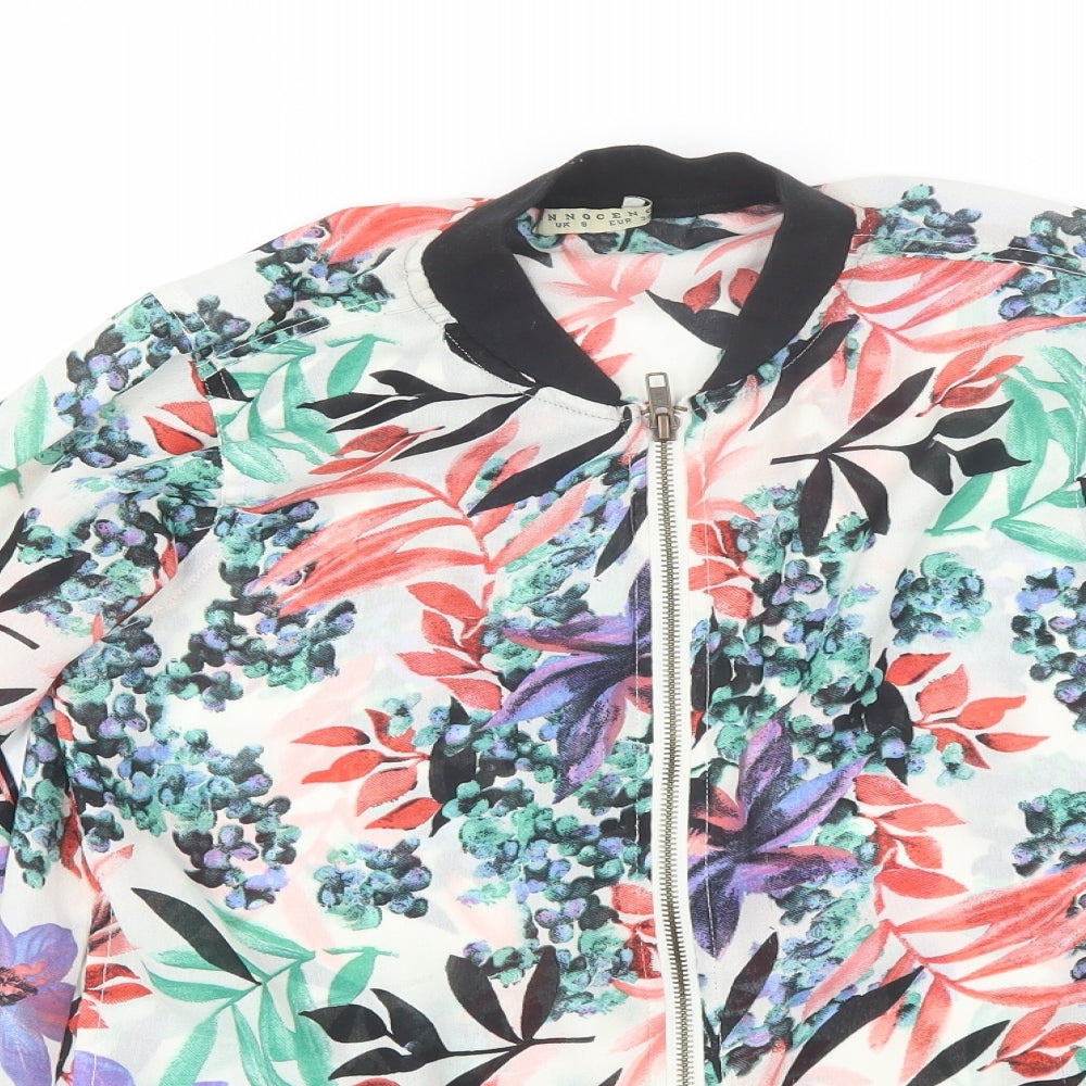 Innocence Womens White Floral  Jacket  Size 8