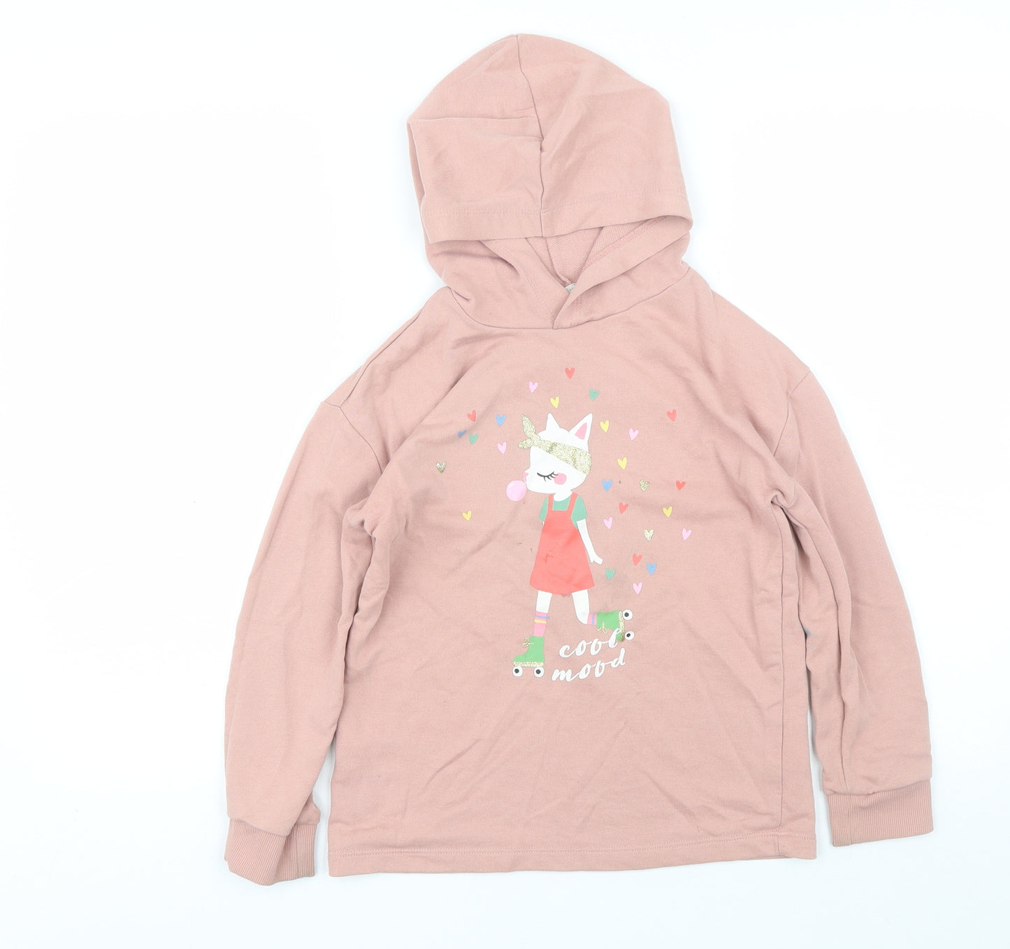 H&M Girls Pink  Cotton Pullover Hoodie Size 8-9 Years