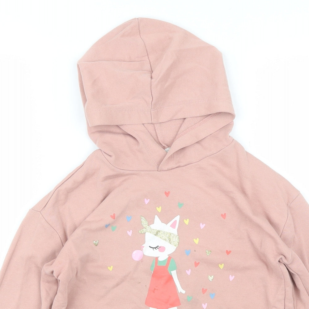H&M Girls Pink  Cotton Pullover Hoodie Size 8-9 Years