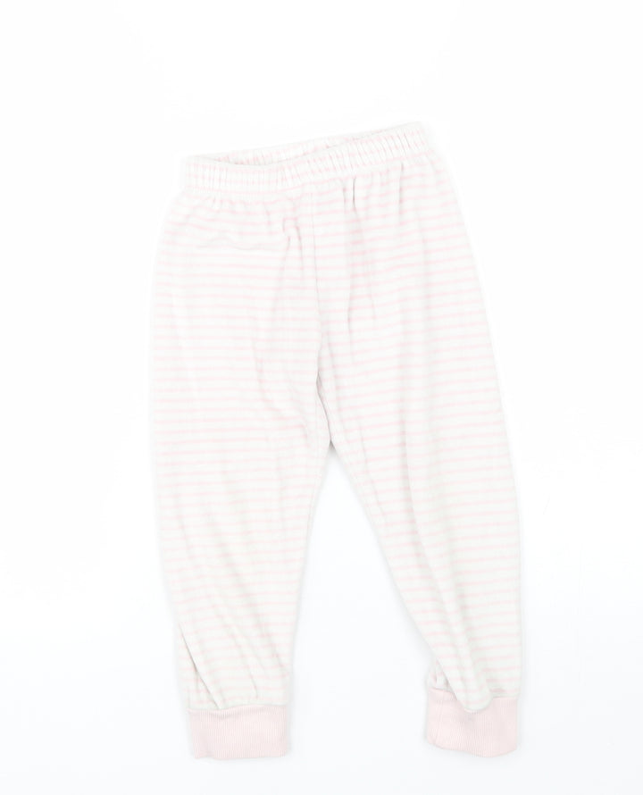 Disney Girls Pink Striped Polyester Pyjama Pants Size 4 Years
