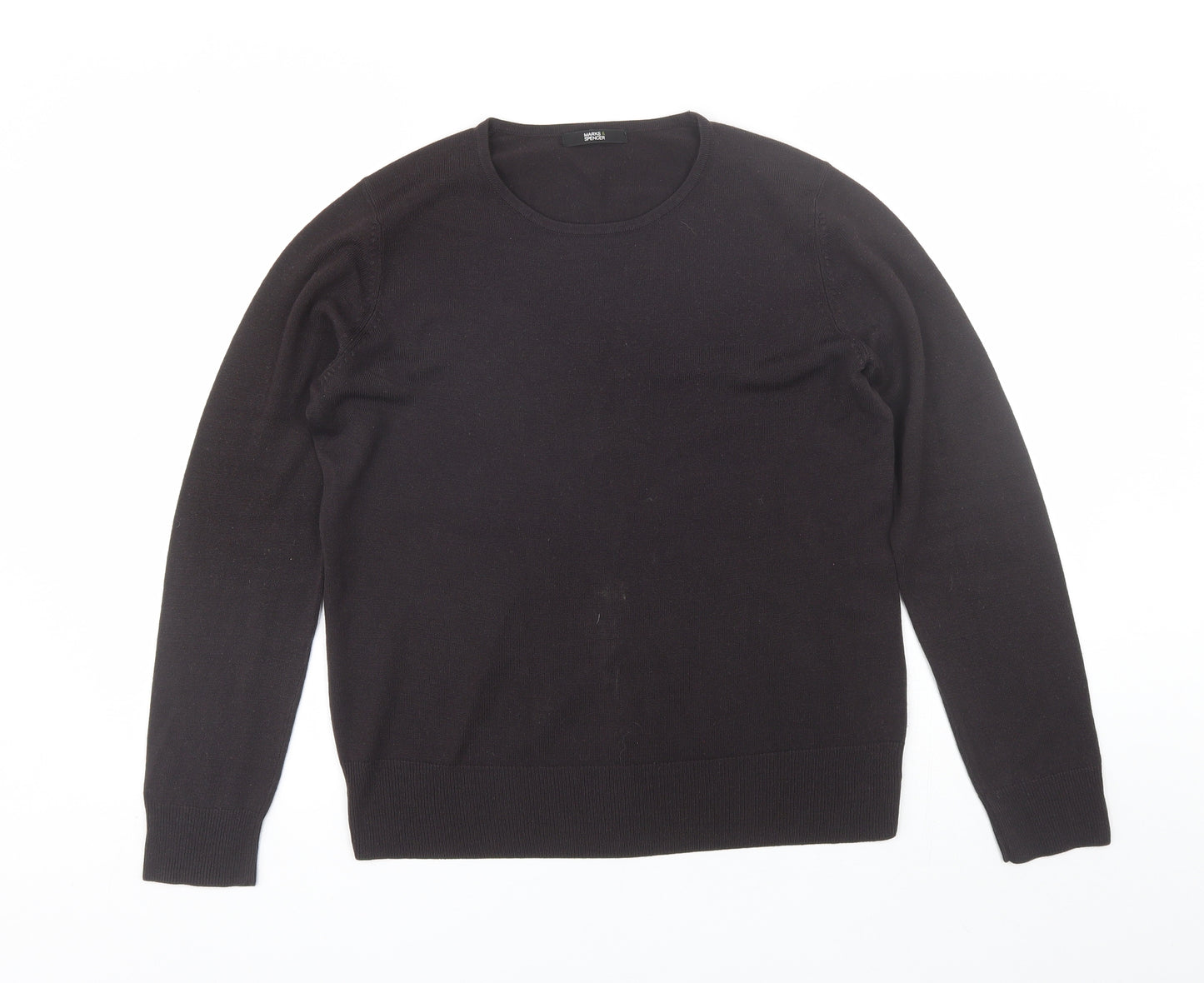 Marks and Spencer Womens Brown Round Neck  Acrylic Pullover Jumper Size 12