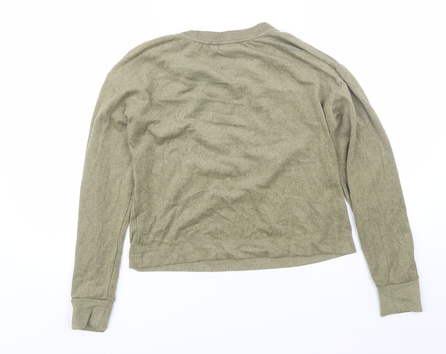 Find Womens Green Round Neck  Polyester Pullover Jumper Size S