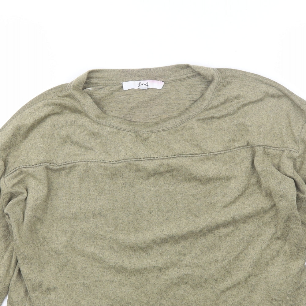 Find Womens Green Round Neck  Polyester Pullover Jumper Size S