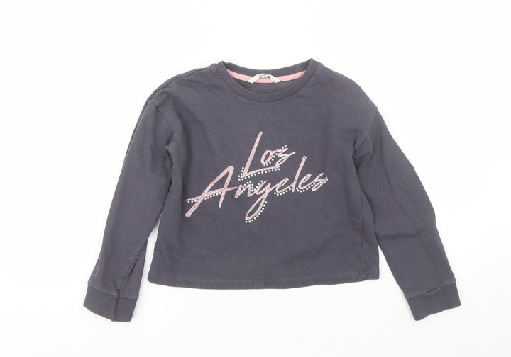George Girls Grey Round Neck  Cotton Pullover Jumper Size 7-8 Years   - Los Angeles