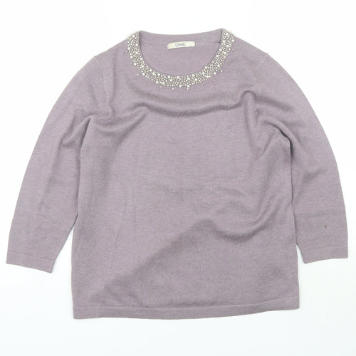 Marks and Spencer Womens Purple Round Neck  Acrylic Pullover Jumper Size 12