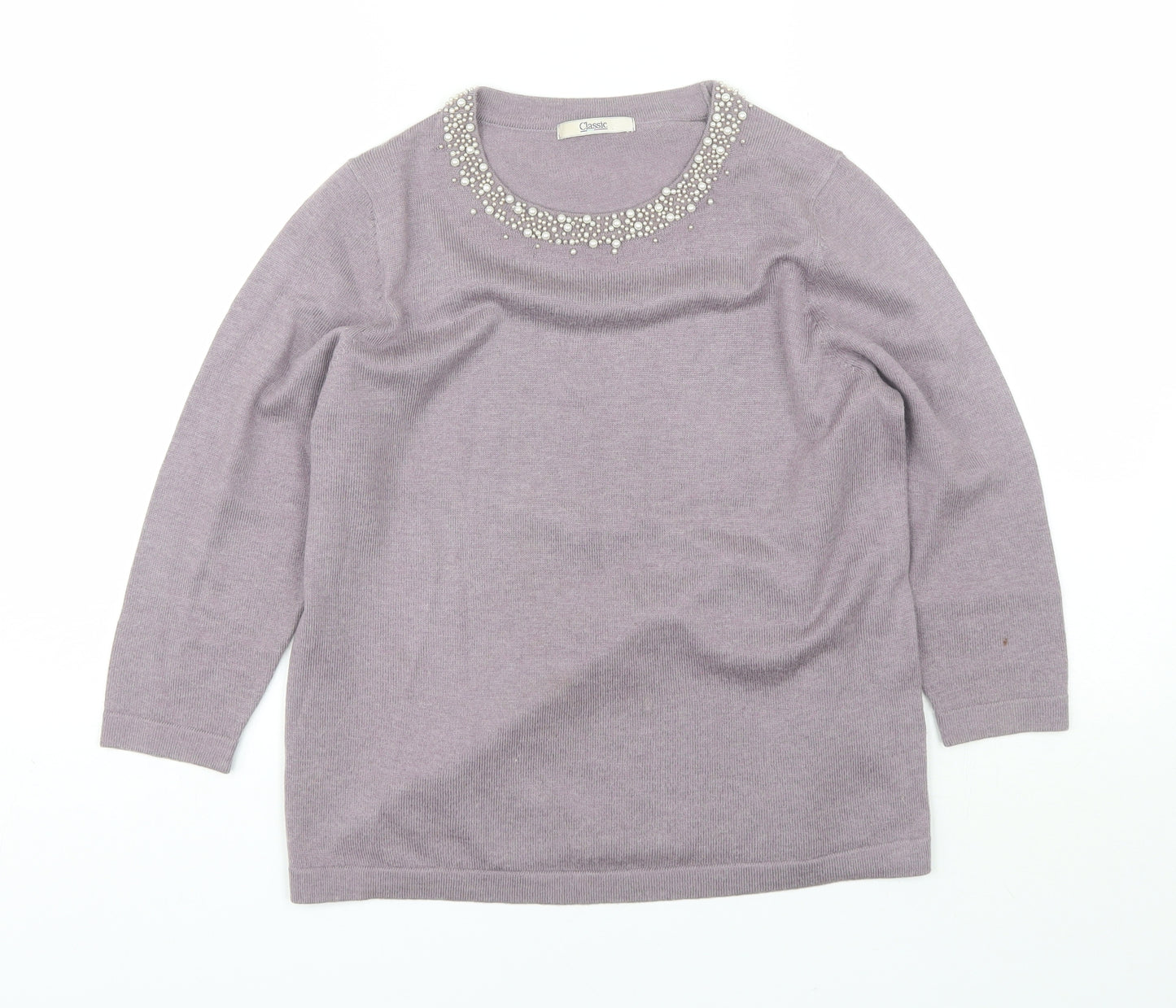 Marks and Spencer Womens Purple Round Neck  Acrylic Pullover Jumper Size 12