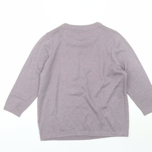 Marks and Spencer Womens Purple Round Neck  Acrylic Pullover Jumper Size 12