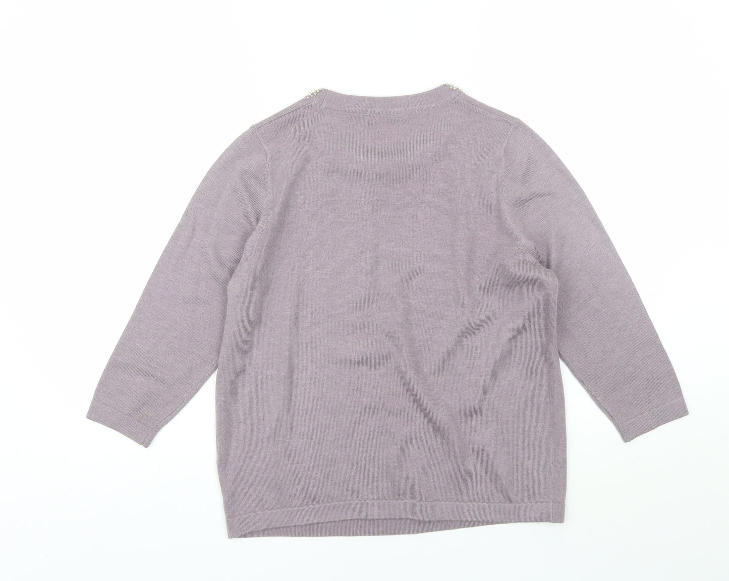 Marks and Spencer Womens Purple Round Neck  Acrylic Pullover Jumper Size 12