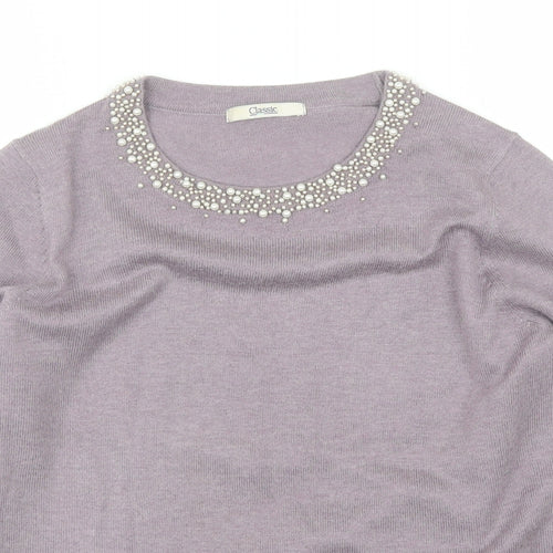 Marks and Spencer Womens Purple Round Neck  Acrylic Pullover Jumper Size 12