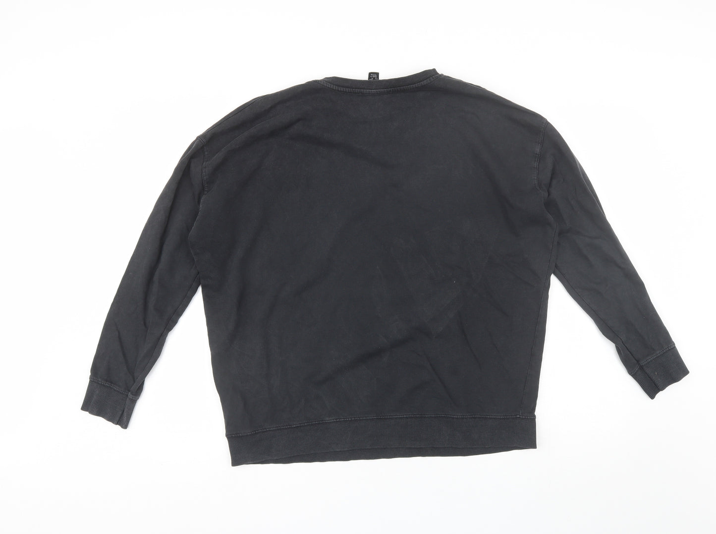 New Look Womens Black Round Neck  Cotton Pullover Jumper Size S   - Moon