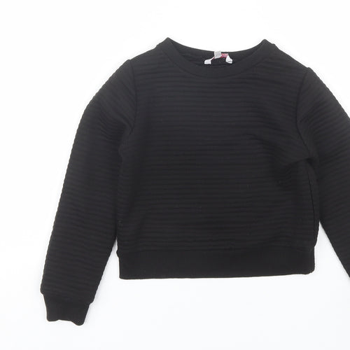 Miss E-vie Girls Black Round Neck  Polyester Pullover Jumper Size 7-8 Years
