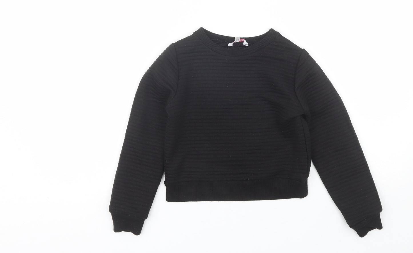 Miss E-vie Girls Black Round Neck  Polyester Pullover Jumper Size 7-8 Years