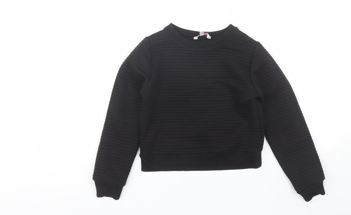 Miss E-vie Girls Black Round Neck  Polyester Pullover Jumper Size 7-8 Years