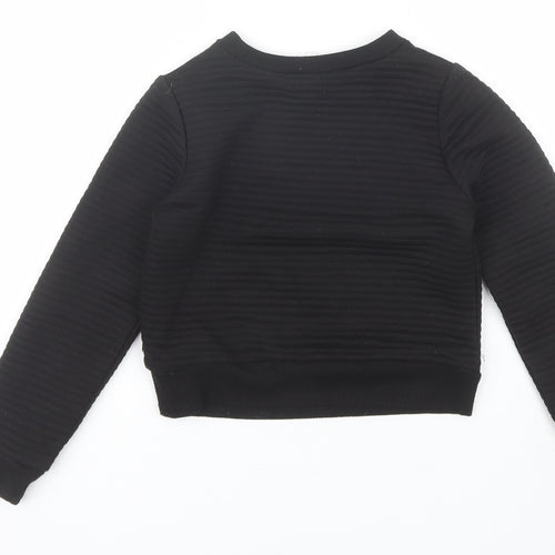 Miss E-vie Girls Black Round Neck  Polyester Pullover Jumper Size 7-8 Years