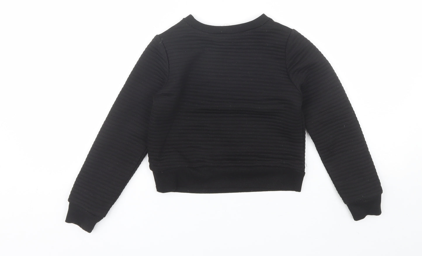 Miss E-vie Girls Black Round Neck  Polyester Pullover Jumper Size 7-8 Years